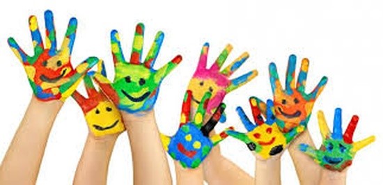 painted hands of children